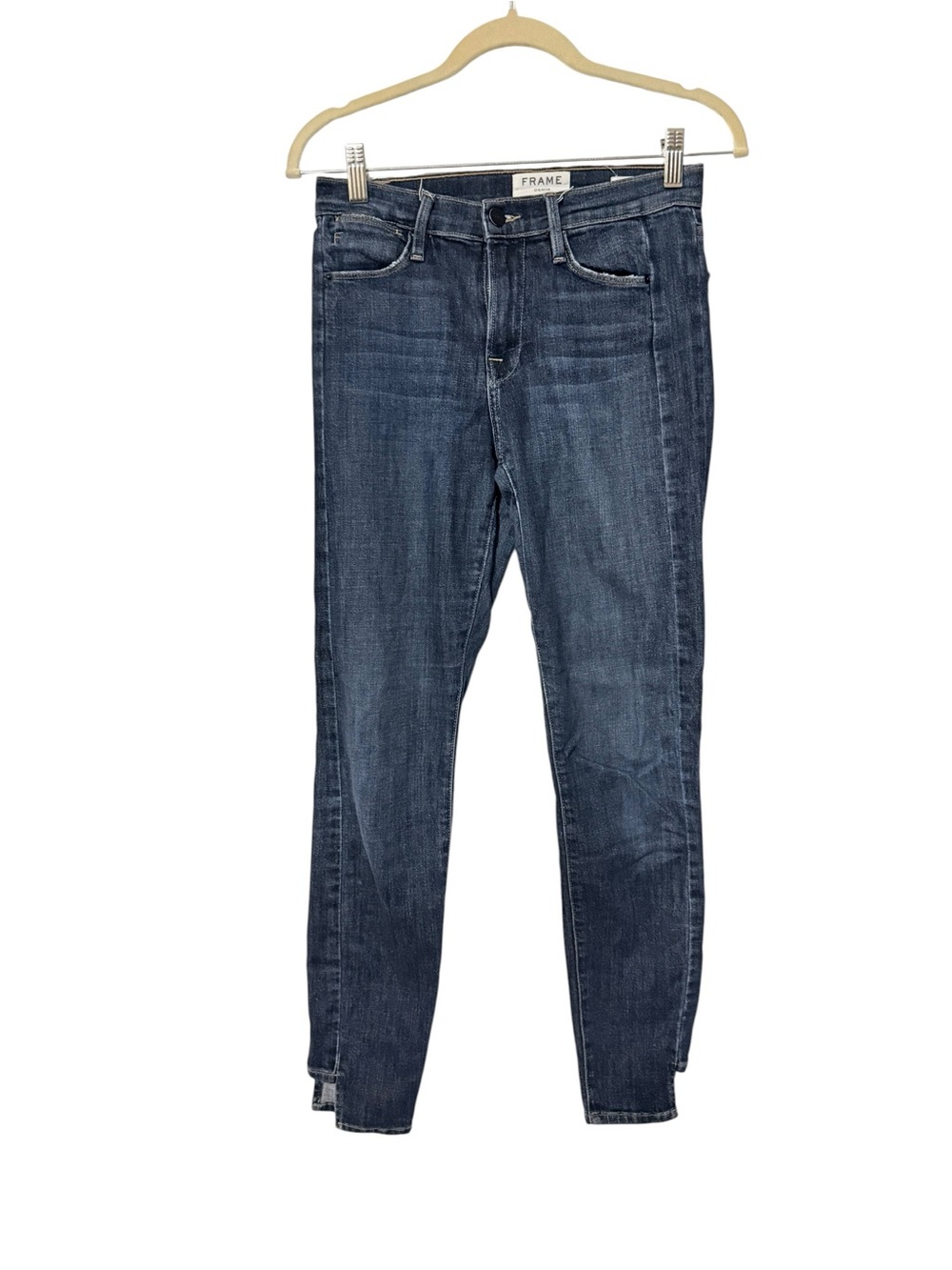 FRAME Le High Skinny Jeans Size 26 Dark Wash Split Hem High Rise Stretch Denim - Picture 4 of 9